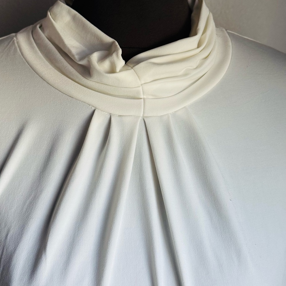 Susan Graver Cream Long Sleeve Blouse - Picture 3 of 4